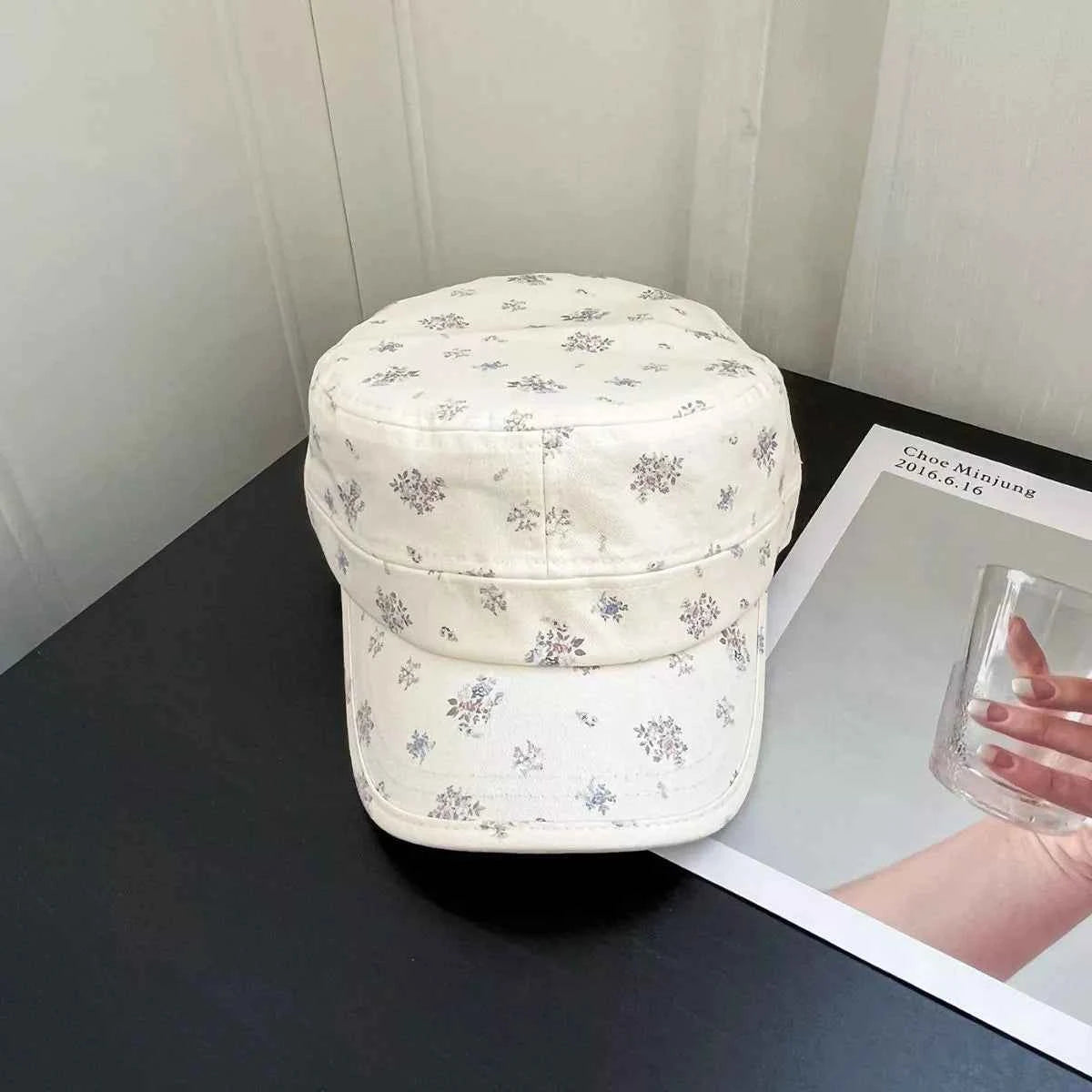 Women's Floral Print Flat Top Hat