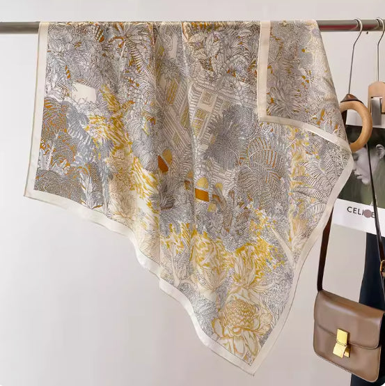 Women's mulberry silk square scarf - product photo 9