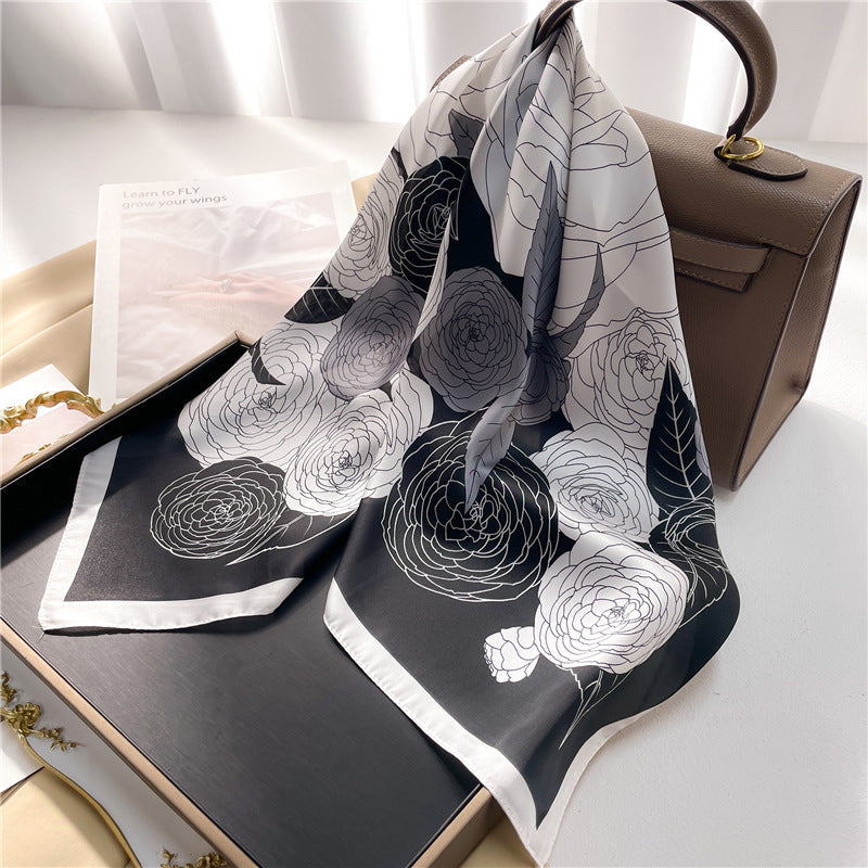 Women's floral print square scarf - product photo 4