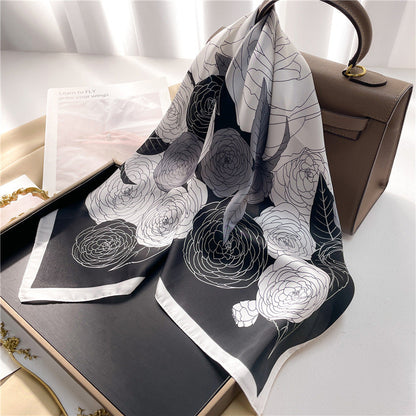 Women's floral print square scarf - product photo 4
