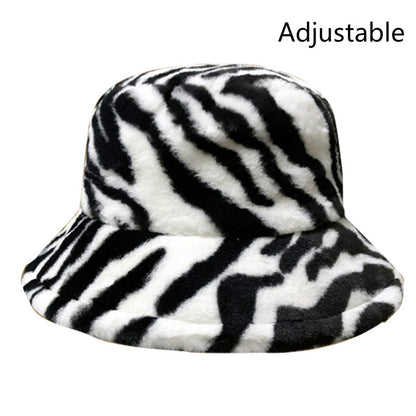 Unisex faux fur animal print bucket hat - product photo 10