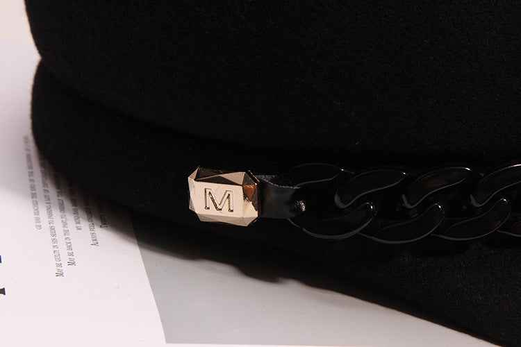 Women’s Chain Detail Wool Baker Boy Caps