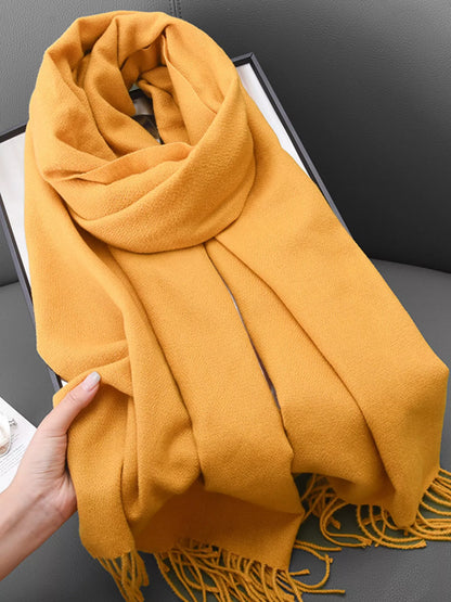 Unisex Heritage Solid Color Fringe Scarf in Sherbet - color detail 5