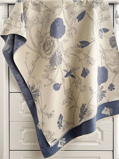 Women's Floral Print Reversible Scarf in Pink - styled detail 2