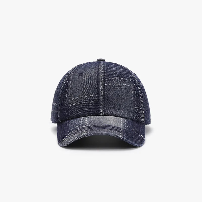 Curved brim cotton baseball cap close-up