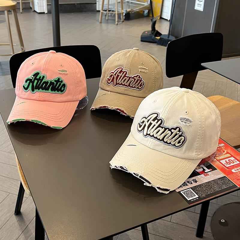 Unisex Atlantic Embroidered Distressed Baseball Cap