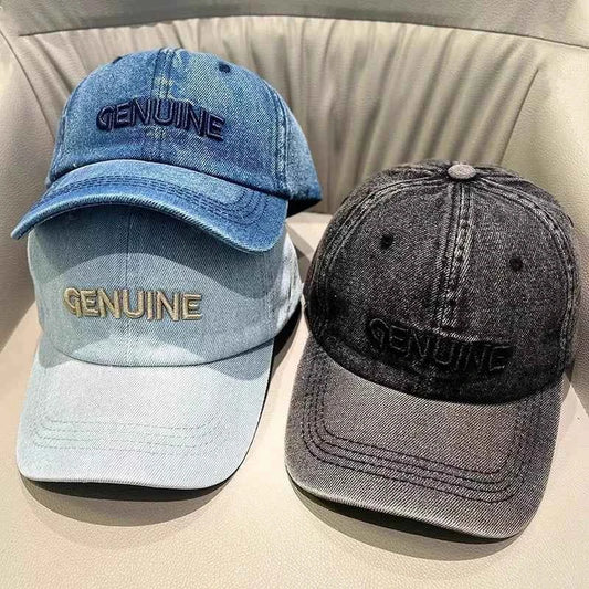 Genuine Embroidered Washed Denim Baseball Cap