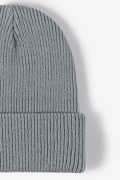 Unisex Beige Warm Winter Knit Beanie soft material close-up photo 07