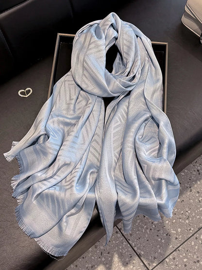 Unisex Raw Hem Lightweight Scarf in Matcha - fabric texture 9