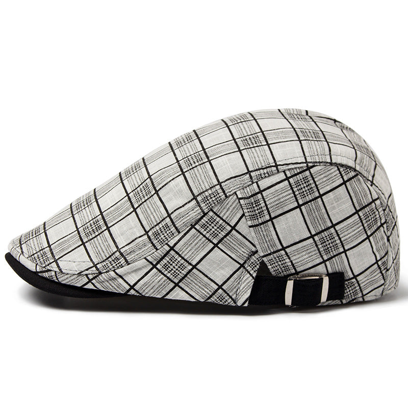 Wine red plaid flat cap product angle