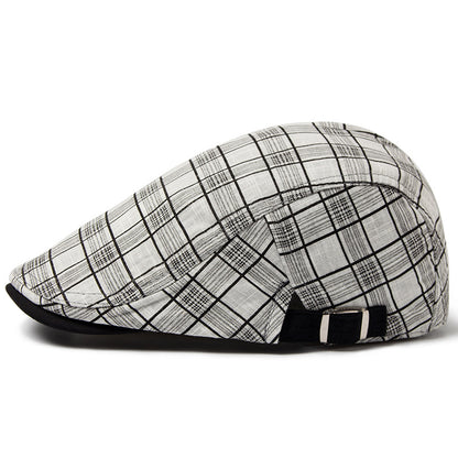 Wine red plaid flat cap product angle