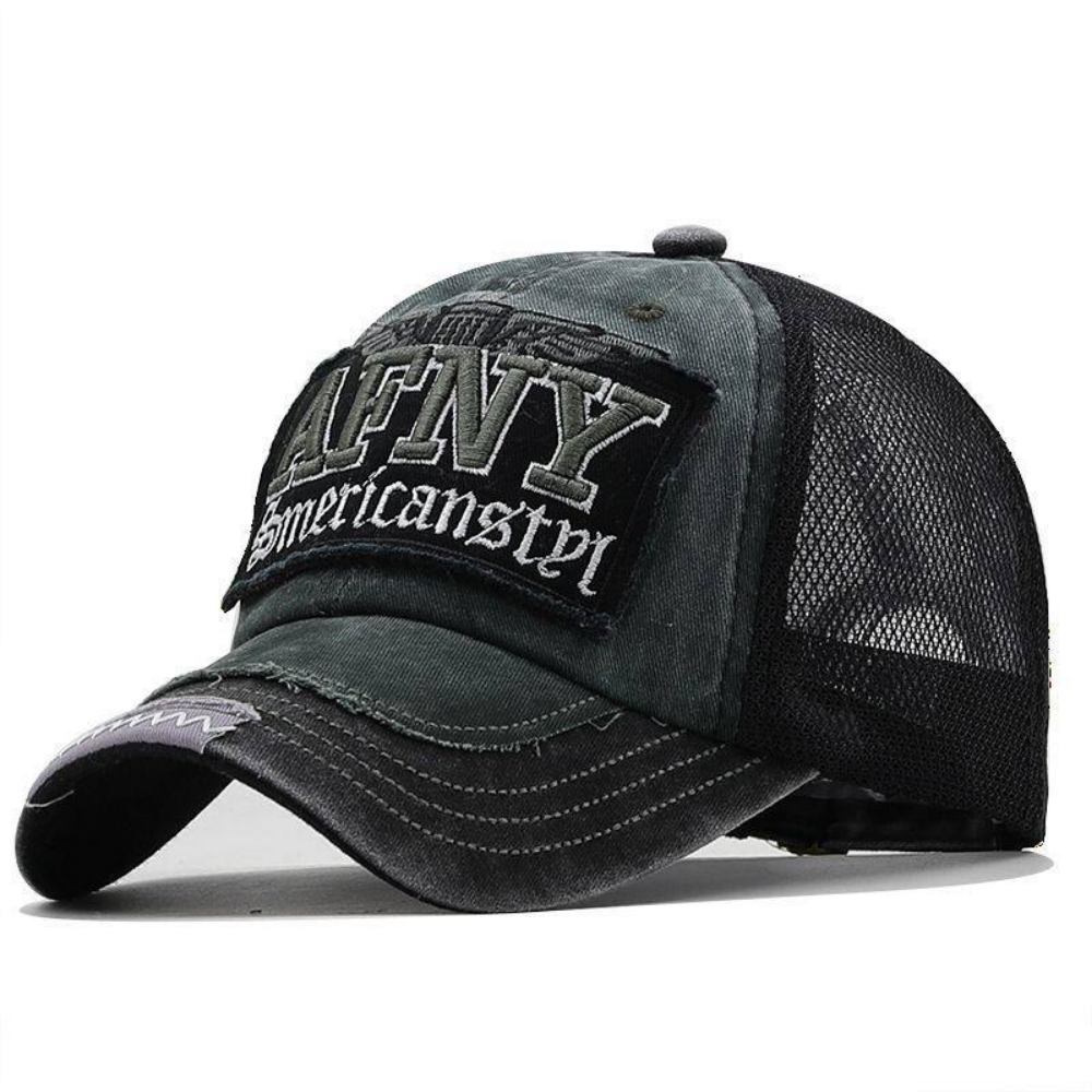 Yellow and brown retro patchwork trucker cap