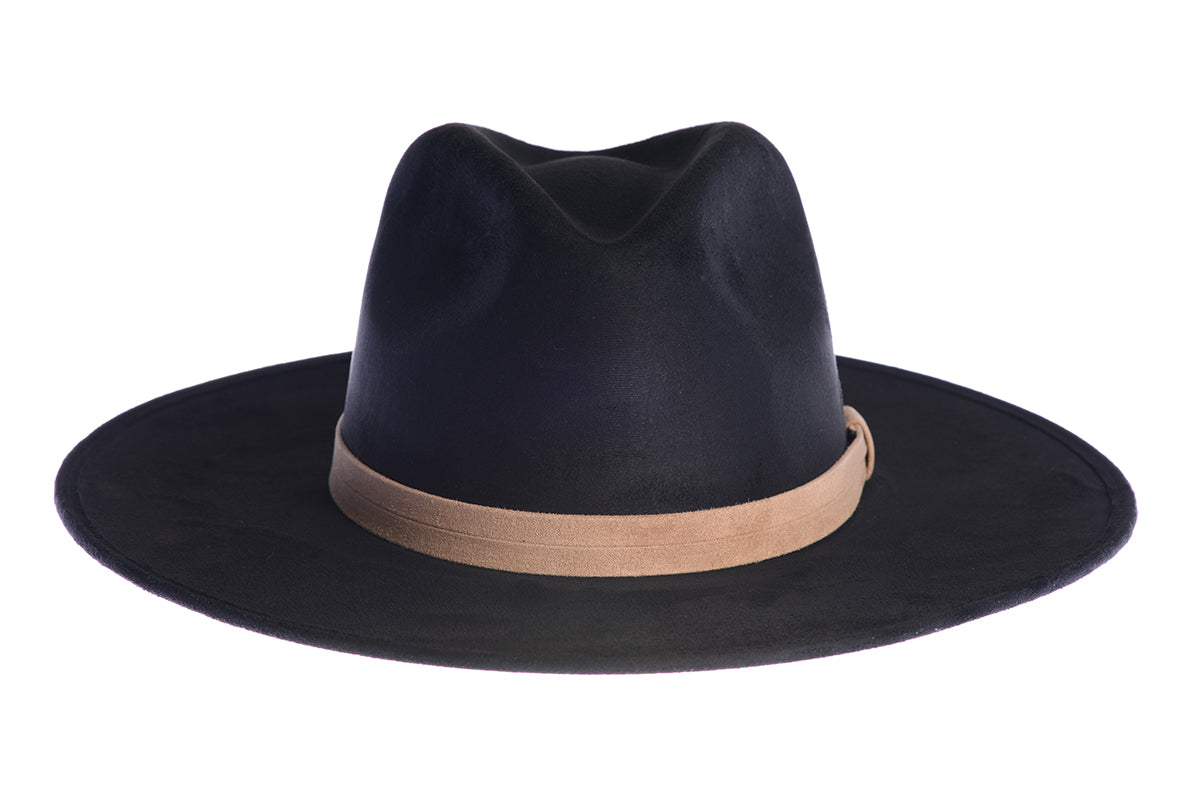 ASN Hats North black fedora hat, front angle showing the crown and brim