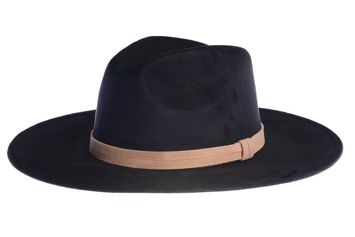 ASN Hats North black fedora hat, side profile showing the hatband