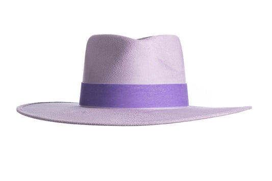 ASN Hats Luna lavender fedora hat, front angle showing the crown and brim