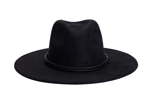 ASN Hats Eras black fedora hat, front angle showing the crown and brim