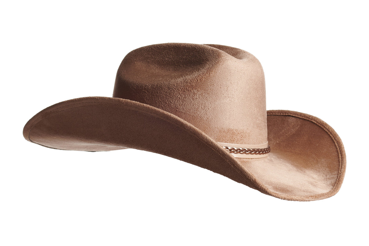 ASN Hats Nomad Tan tan cowboy hat, opposite angle showing the brim shape