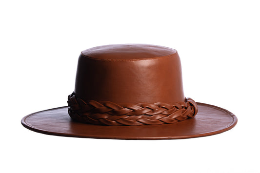 ASN Hats Cedar - Rust rust brown boater hat, front angle showing the crown and brim