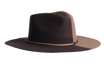 ASN Hats Cruel Intentions - Brown & Tan brown and tan fedora hat, opposite angle showing the brim shape