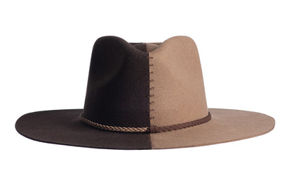 ASN Hats Cruel Intentions - Brown & Tan brown and tan fedora hat, front angle showing the crown and brim