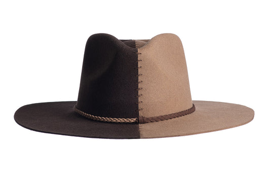 ASN Hats Cruel Intentions - Brown & Tan brown and tan fedora hat, front angle showing the crown and brim