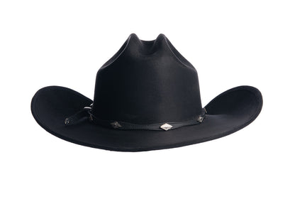 ASN Hats Dolly- Black black cowboy hat, rear view showing the crown and trim