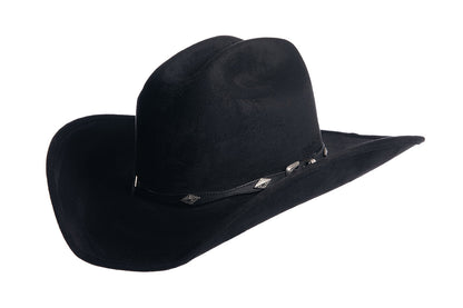 ASN Hats Dolly- Black black cowboy hat, side profile showing the hatband
