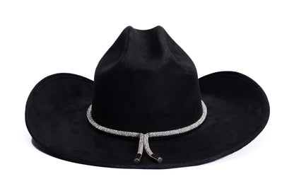 ASN Hats Kenny Black black cowboy hat, side profile showing the hatband