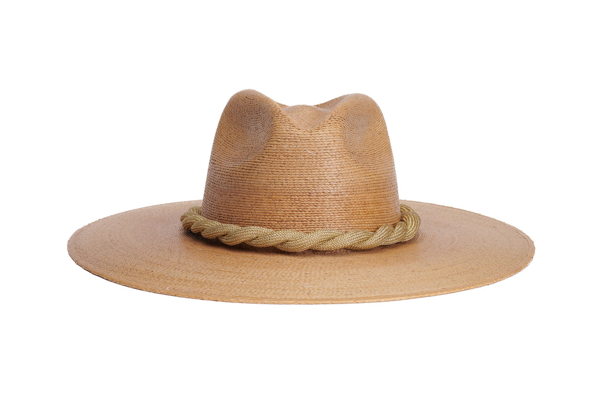 ASN Hats Mermaid tan fedora hat, front angle showing the crown and brim