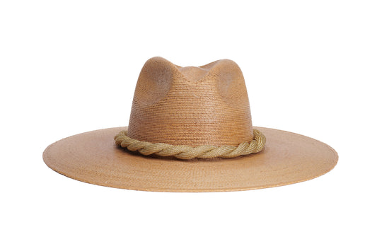 ASN Hats Mermaid tan fedora hat, front angle showing the crown and brim