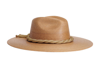 ASN Hats Mermaid tan fedora hat, opposite angle showing the brim shape