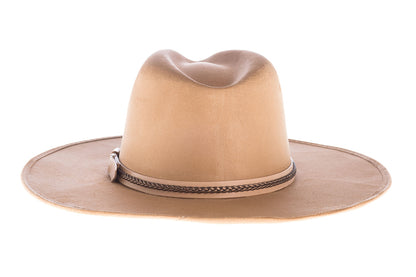 ASN Hats Denali brown fedora hat, rear view showing the crown and trim