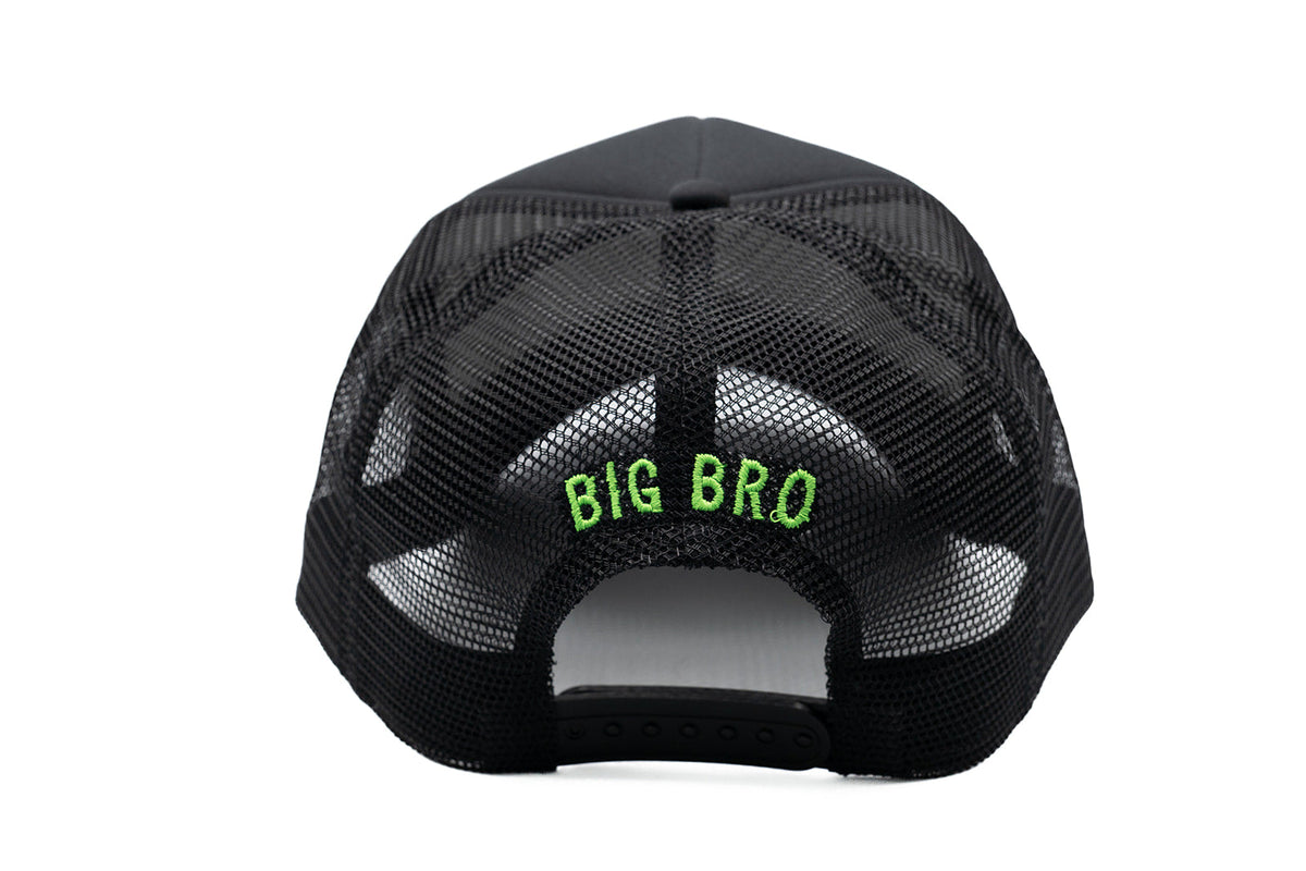 Rey To Z black trucker rear showing embroidered lettering and mesh