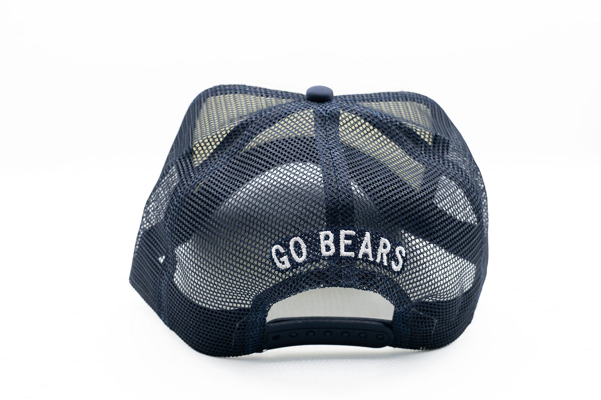 Rey To Z navy trucker rear showing embroidered lettering