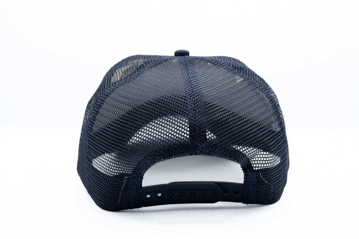 Rey To Z plain rear view of the Navy/White mesh trucker