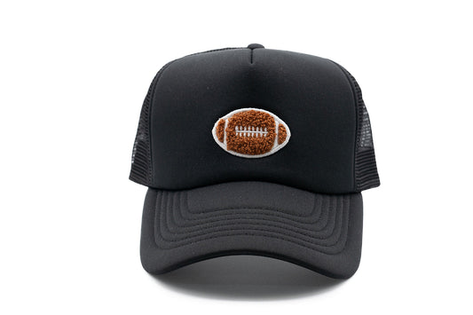 Rey To Z front view of the Black football-patch trucker