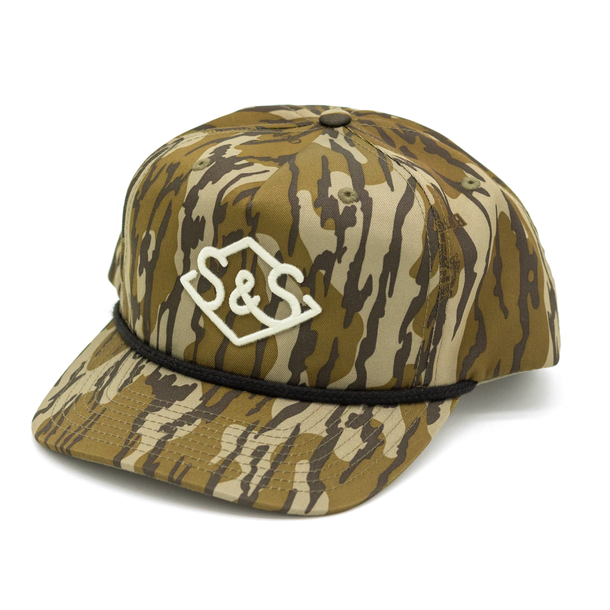 Steel & Saddle Bottomland Badge cap with a cream embroidered badge and black rope