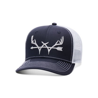 Webb Western Cowboy Antler cap, angled front showing the embroidered front logo