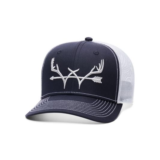 Webb Western Cowboy Antler cap, angled front showing the embroidered front logo