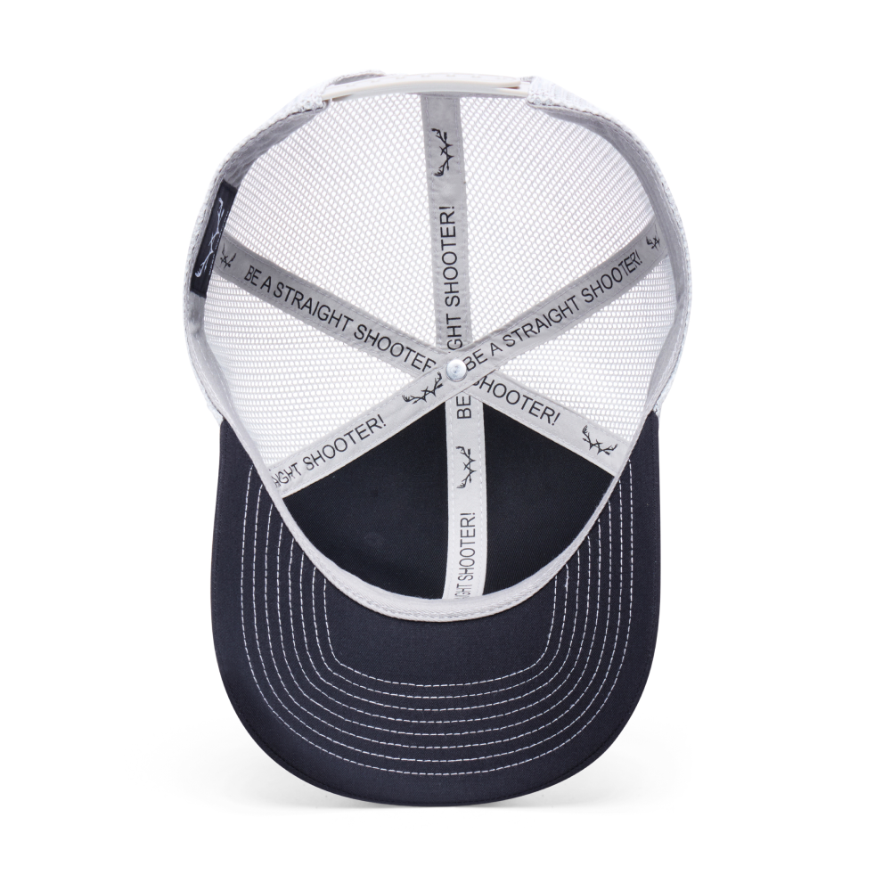 Webb Western Cowboy Antler cap, interior view showing the sweatband and crown seams
