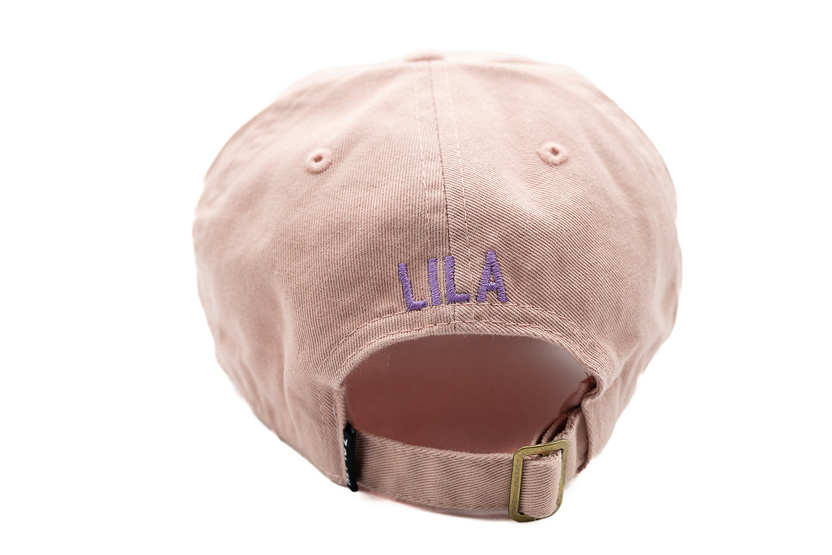 Rey To Z dusty Rose cap rear showing LILA embroidery