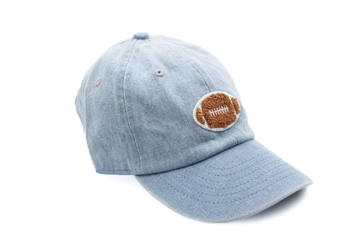 Rey To Z angled view of the Denim football-patch cap