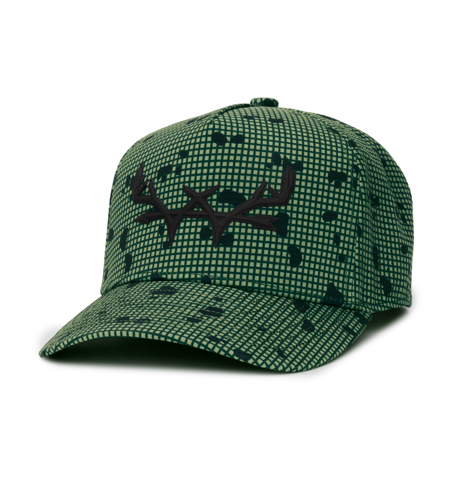 Webb Western DNC (green) cap, angled front showing the crown design and brim