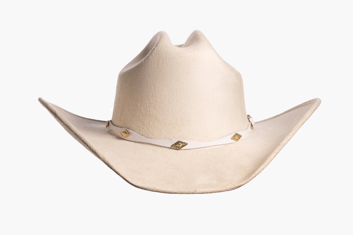 ASN Hats Dolly ivory cowboy hat, front angle showing the crown and brim