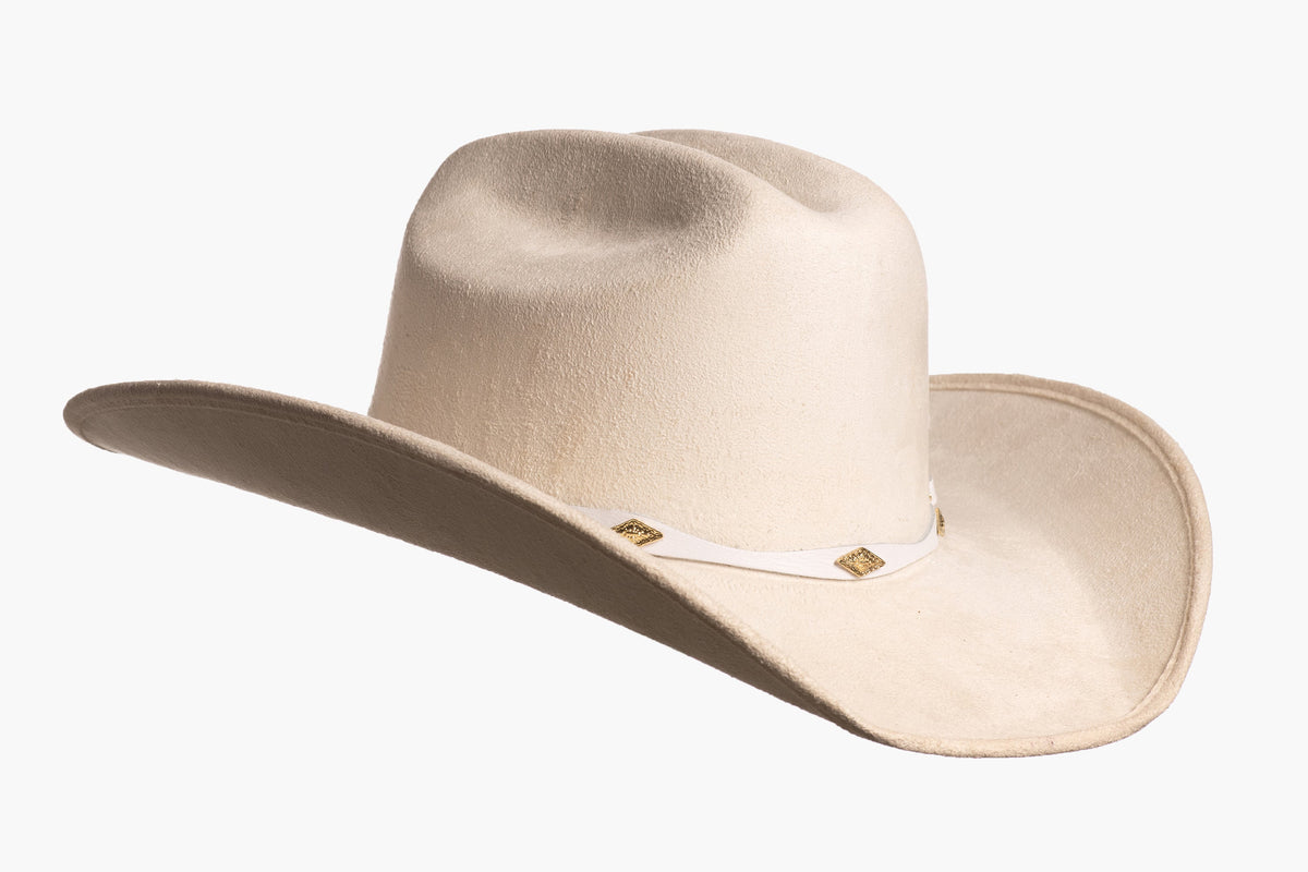 ASN Hats Dolly ivory cowboy hat, opposite angle showing the brim shape