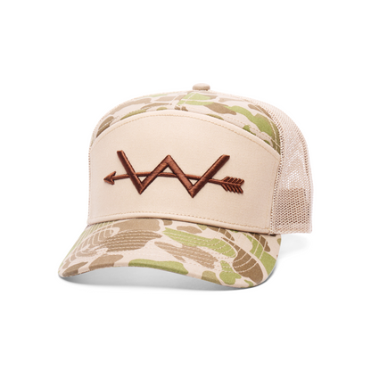 Webb Western Duck Blind cap, angled front showing the embroidered front logo