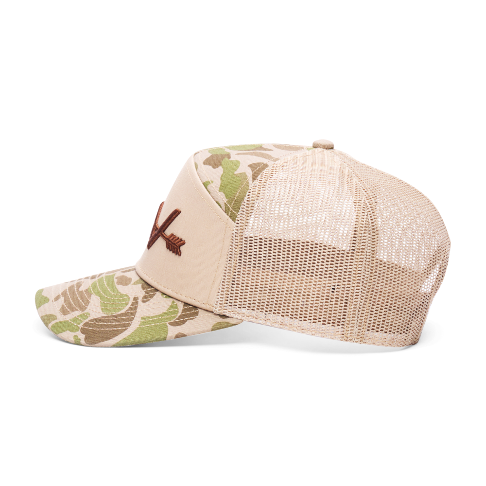 Webb Western Duck Blind cap, side profile showing the mesh back and brim