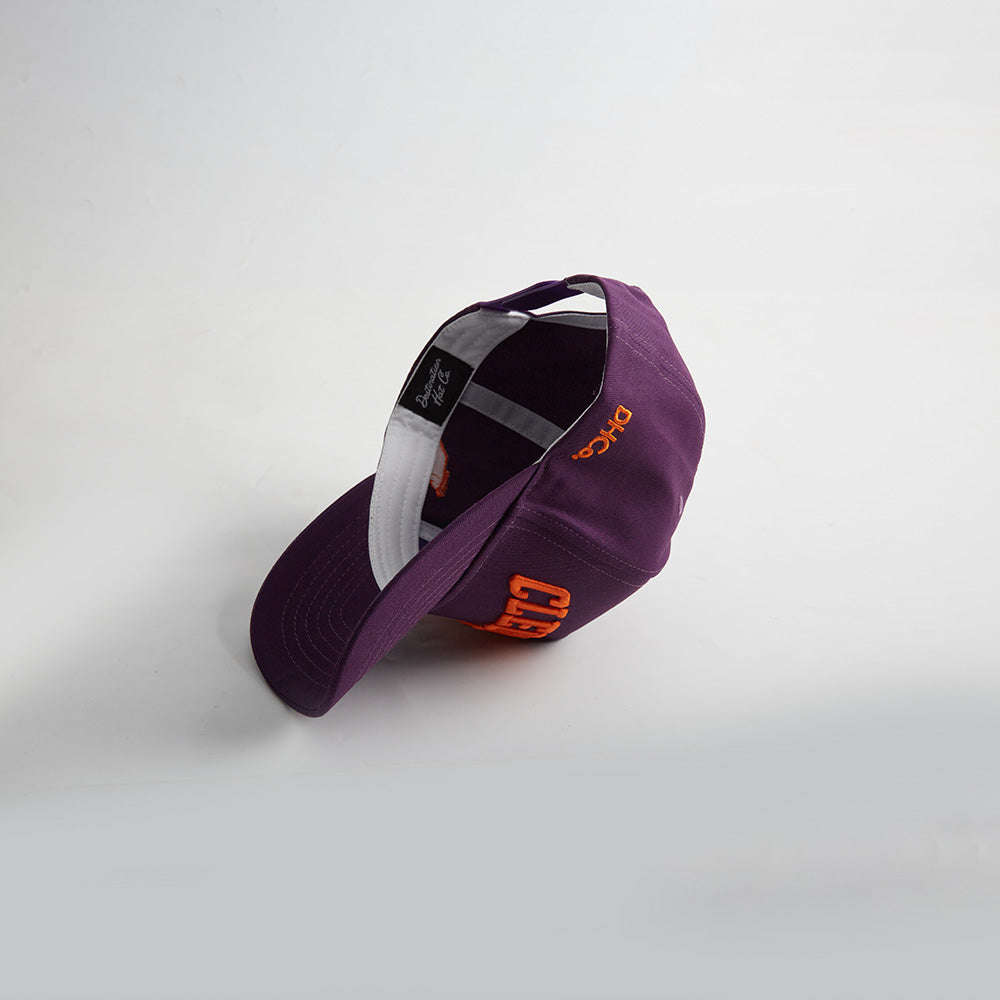 Interior view of the Destination Hat Co. Clemson Legacy snapback showing the inner band and underside of the bill