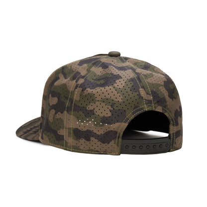 Webb Western Forest Camo cap, rear angle showing the adjustable snapback closure