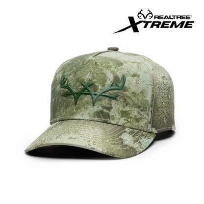 Webb Western Realtree XTREME® (marsh) cap, angled front showing the crown design and brim